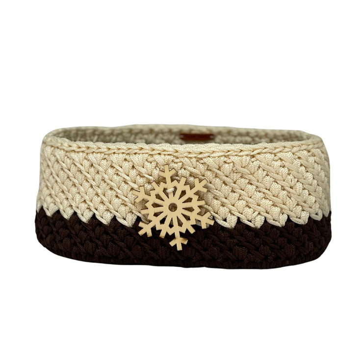 Crochet hand made bucket  (Brown White)