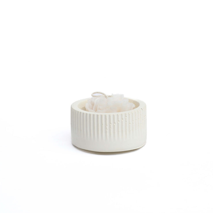 Concret strips rounded with flower candle 6cm*4cm (White)