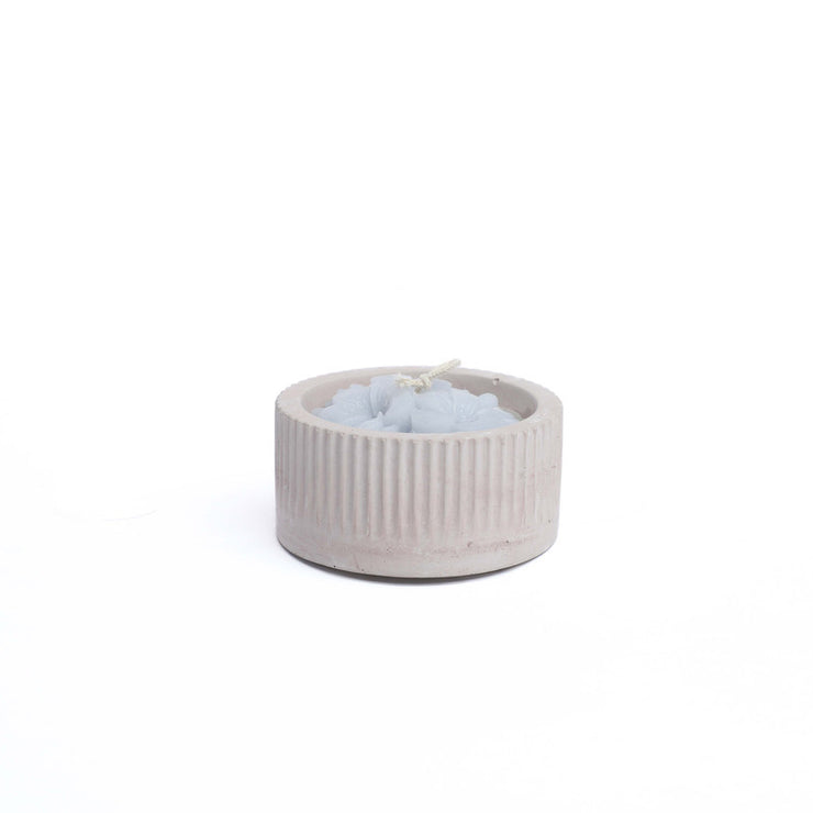 Concret strips rounded with flower candle 6cm*4cm (Gray)