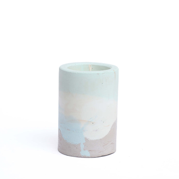 Concret rounded with solid candle 10cm*6cm