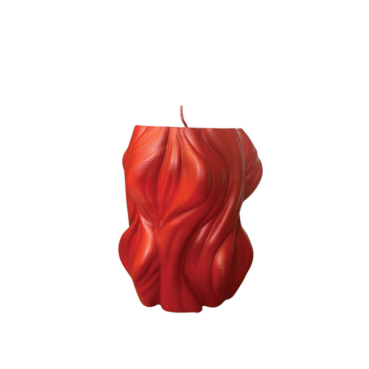 Candle Paraffin round wavy 16cmx9cm (Red)