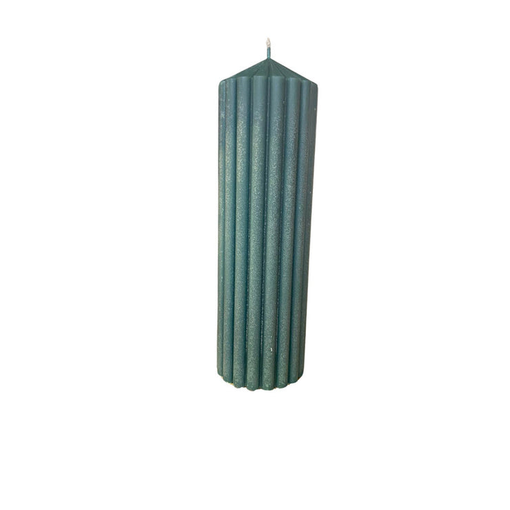 Candle round thick stripes 24cm*7cm (green)