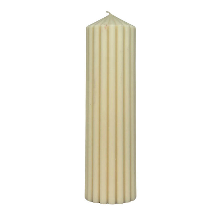 Candle round thick stripes 24cm*7cm (White)