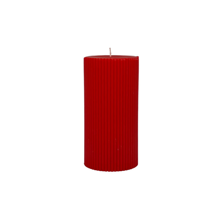 Candle rounded thin stripes 14cm*7cm (Red)