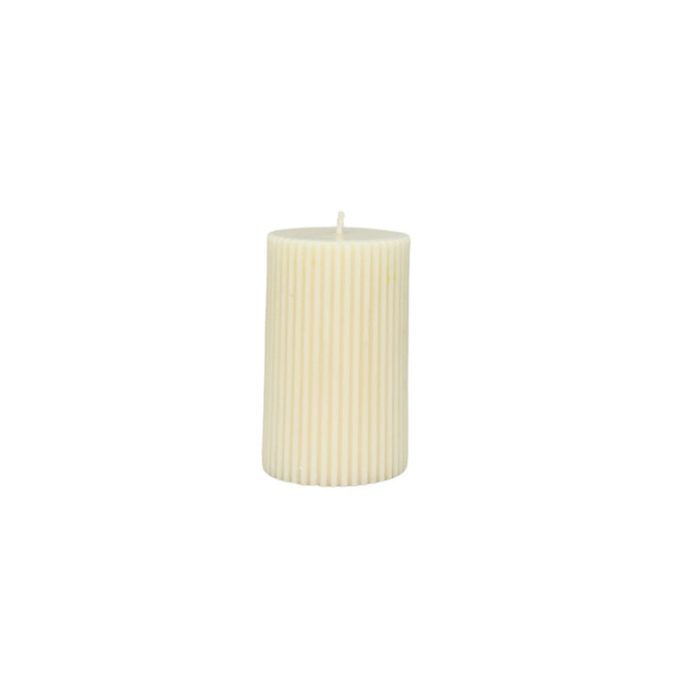 Candle rounded thin stripes 7cm*5cm (White)