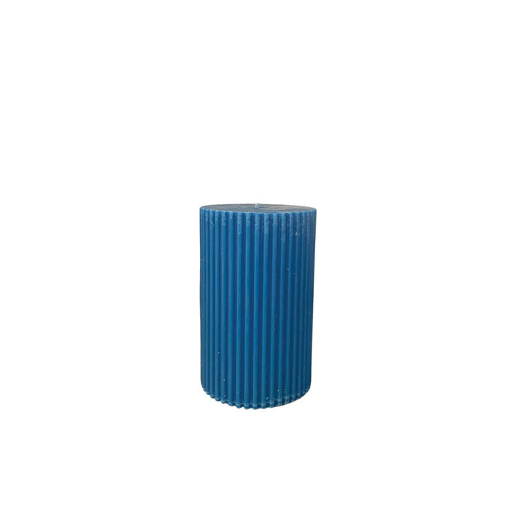 Candle rounded thin stripes 9cm*6cm (dark blue)