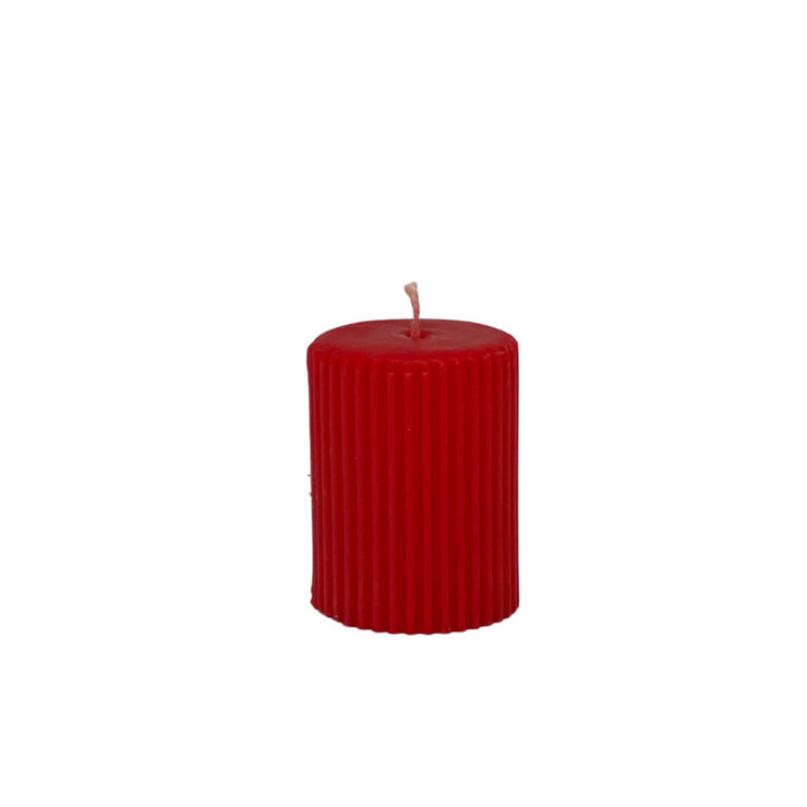 Candle rounded thin stripes 9cm*6cm (Red)