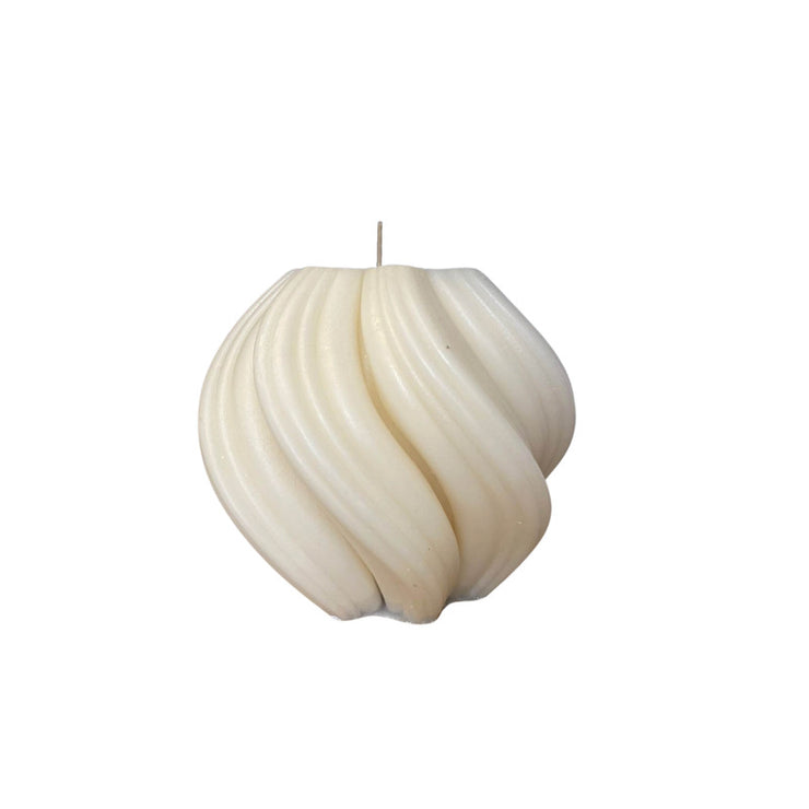 Candle Paraffin round wavy 14cmx12cm (White)