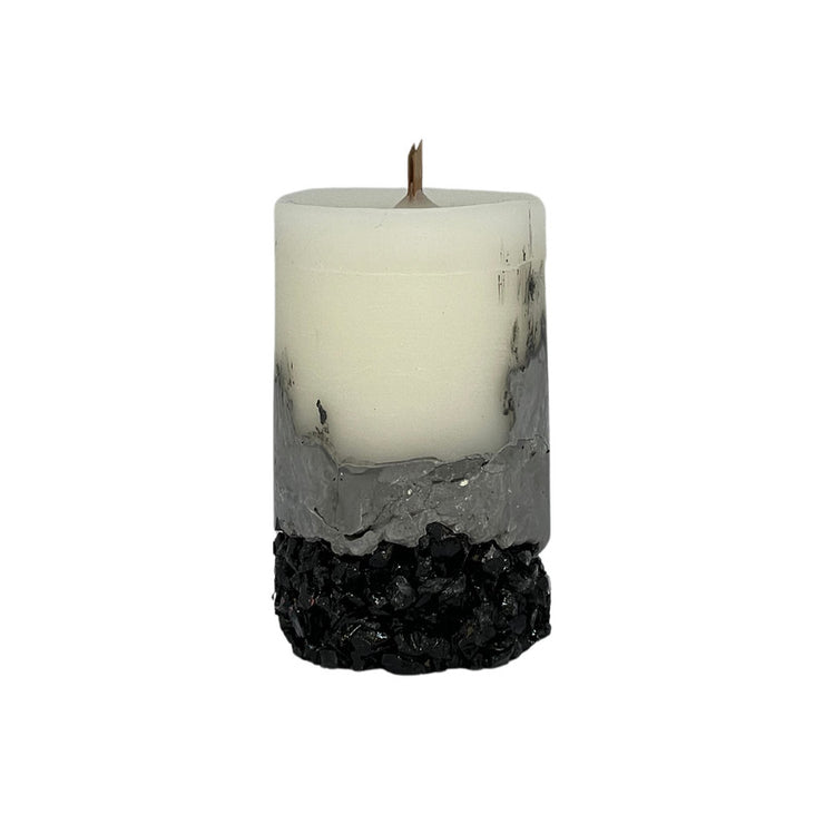 Candle jesmonite crystal stones 10cm*6cm (White - Black - Gray)