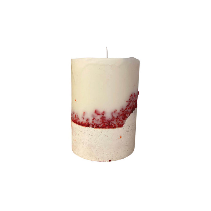 Candle jesmonite crystal stones 12cm*10cm (Red - White)