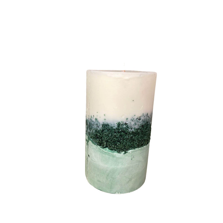 Candle jesmonite crystal stones 12cm*9cm (Green - White)