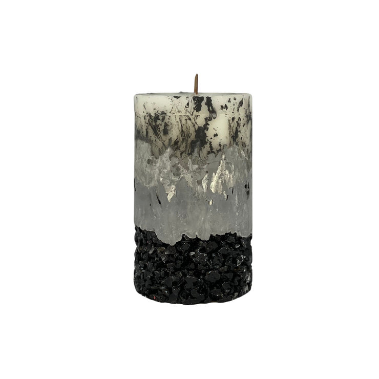 Candle jesmonite crystal stones 16cm*10cm (White - Black - Gray)