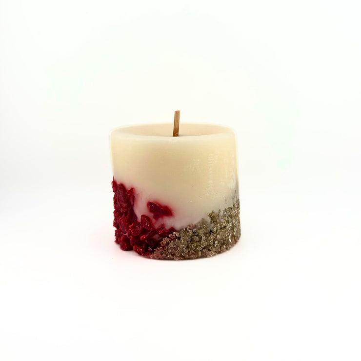 Candle with crystal stones