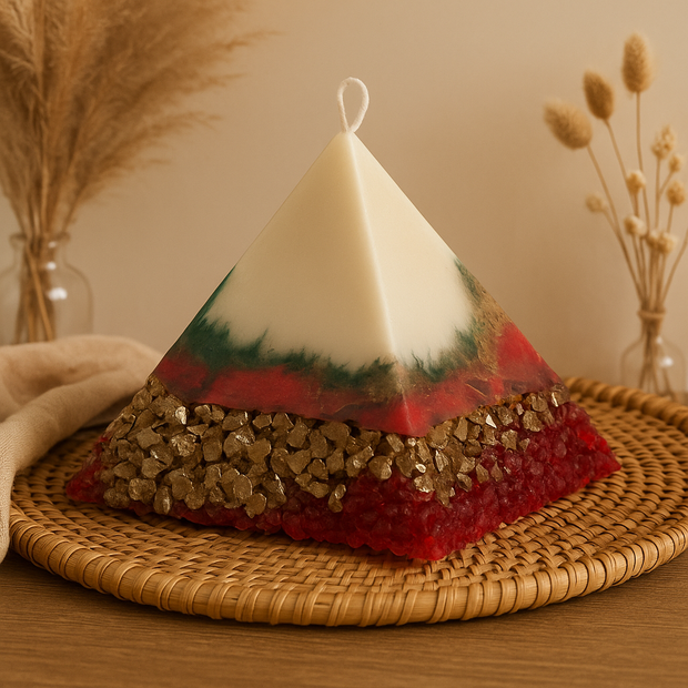Pyramids soy wax scented candle with crystal stones