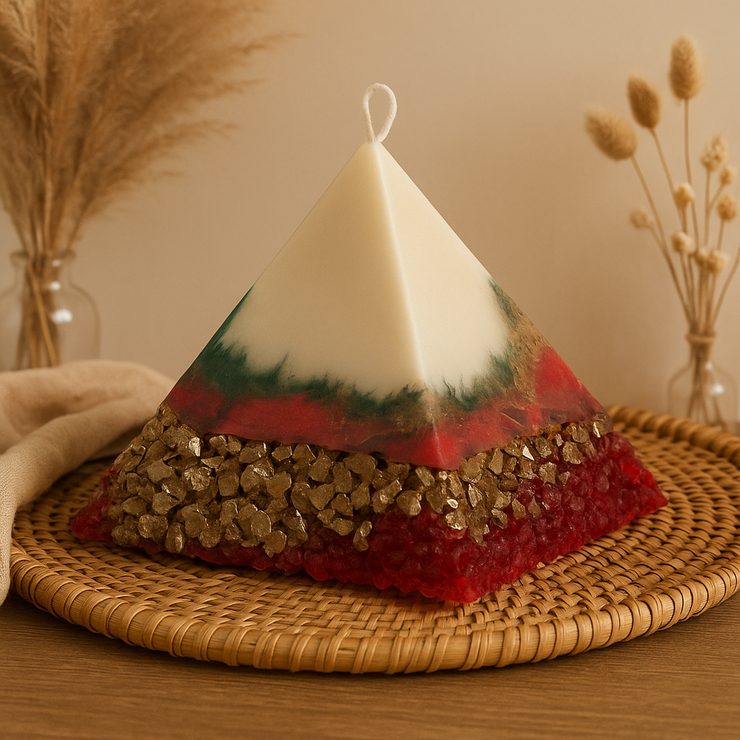 Pyramids soy wax scented candle with crystal stones