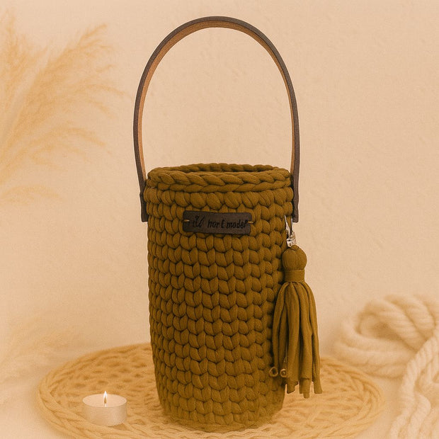 Bottle Holder with 2 coasters - Chrochet (hand made)
