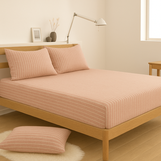 Cannon - FittedSheet 50% cotton 50% polyester strips collection single half size 2pcs